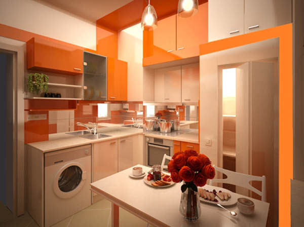 Le brillant orange est toujours un accent gagnant pour une cuisine - orange