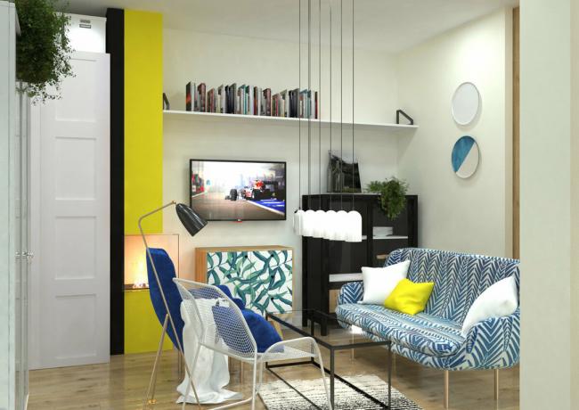 Comment adapter une note de trois roubles 58 m²: intérieur élégant avec mobilier domestique