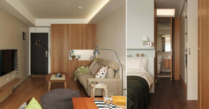 Conception de petits appartements, qui est passé d'un studio à deux chambres.