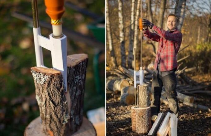 Simple couperet, qui remplacera la hache pour couper du bois dans une ferme de vacances