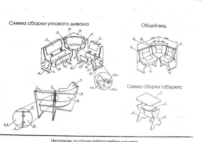 Instructions pour l'assemblage d'un ensemble de meubles d'angle pour la cuisine.