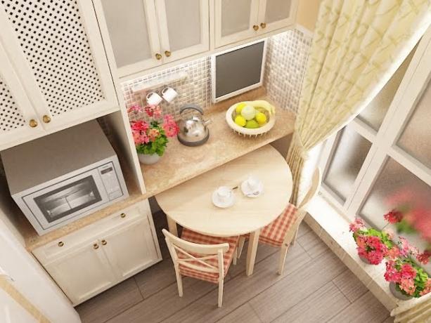 Les couleurs claires sont la solution la plus correcte pour «agrandir» l'espace d'une petite cuisine