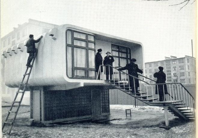 maison expérimentale en plastique, construit en Union soviétique en 1961.