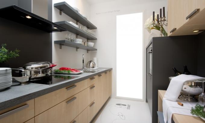 Conception d'une cuisine rectangulaire (42 photos) d'une superficie de 9, 10, 12 m2, conception à faire soi-même: instructions, cours photo et vidéo, prix