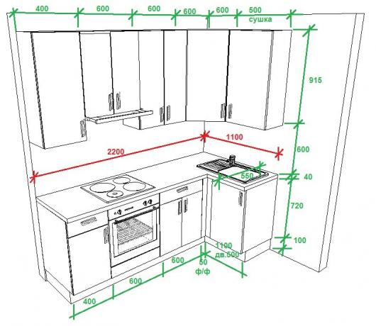 Je ne sais pas comment une cuisine est conçue de vos propres mains - dessins + dimensions pour vous aider