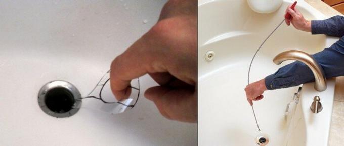 Utiliser une spirale ainsi que le câble pour le nettoyage des appareils sanitaires (photo de droite).