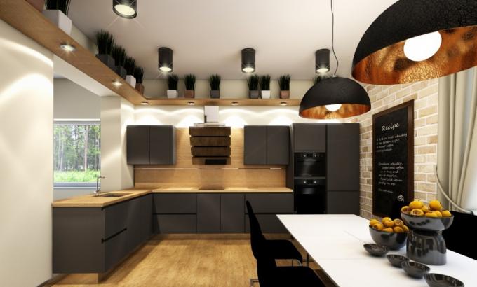 Tableau noir dans une cuisine de style loft