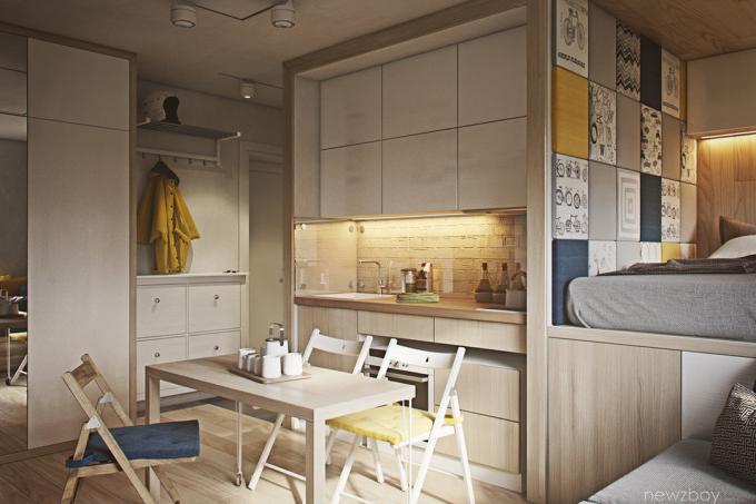 L'intérieur de la semaine: le style 40 m² odnushka éco-minimalisme