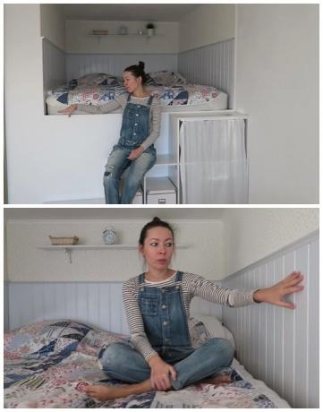 Sur un haut podium dans la fille de niche formée, elle a fait une vraie chambre. | Photo: youtube.com.