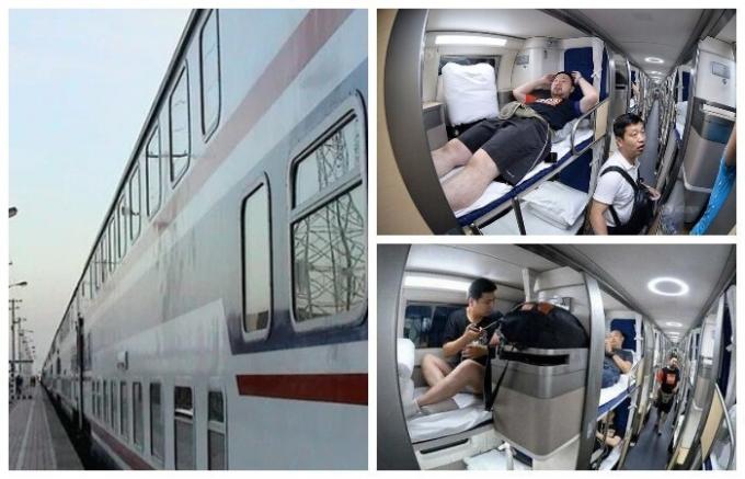 Une sorte de lit dans le train à grande vitesse (Chine).
