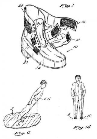 Figure brevet de chaussures avec effet anti-gravité.